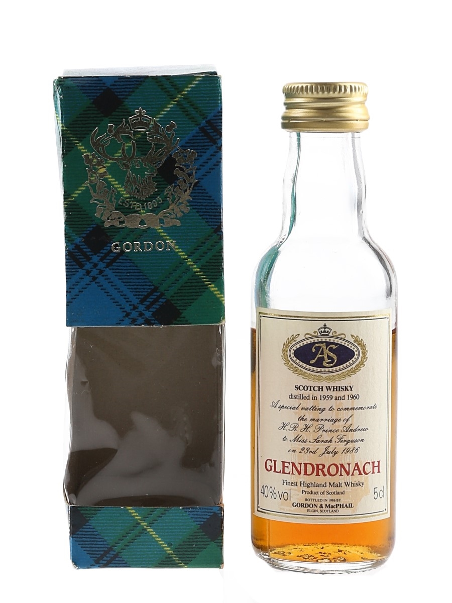Glendronach Royal Wedding 1959 & 1960 Bottled 1986 - Gordon & MacPhail 5cl / 40%