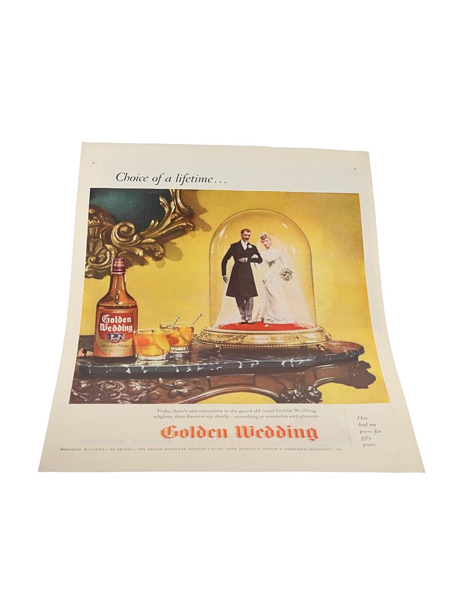 Golden Wedding Blended Whiskey Advertising Print 1945 26cm x 36cm