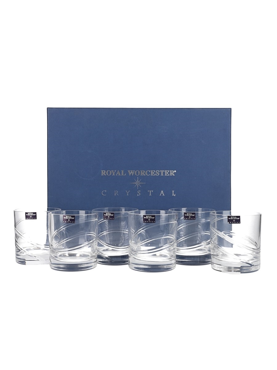 Royal Worcester Crystal Glasses Set of Six 9cm x 8cm