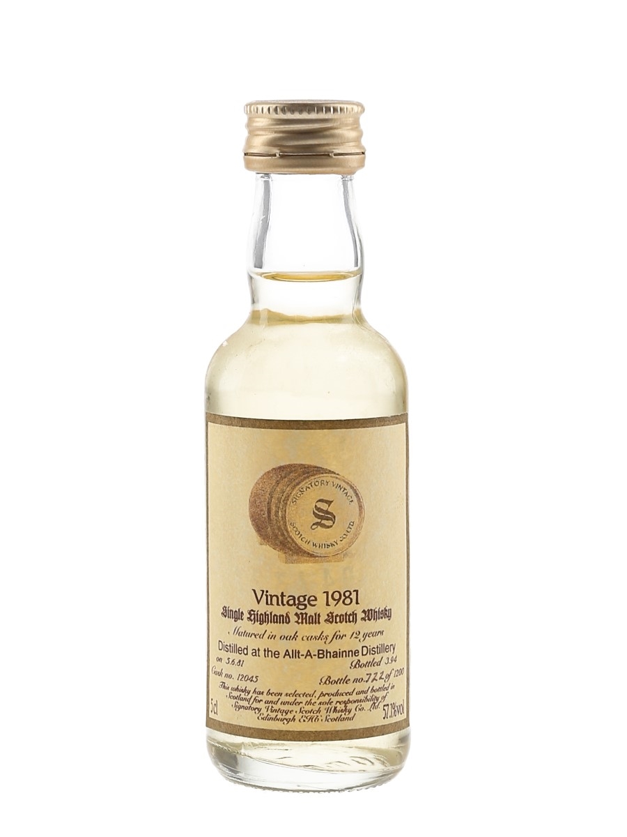 Allt A Bhainne 1981 12 Year Old Bottled 1994 - Signatory Vintage 5cl / 57.1%