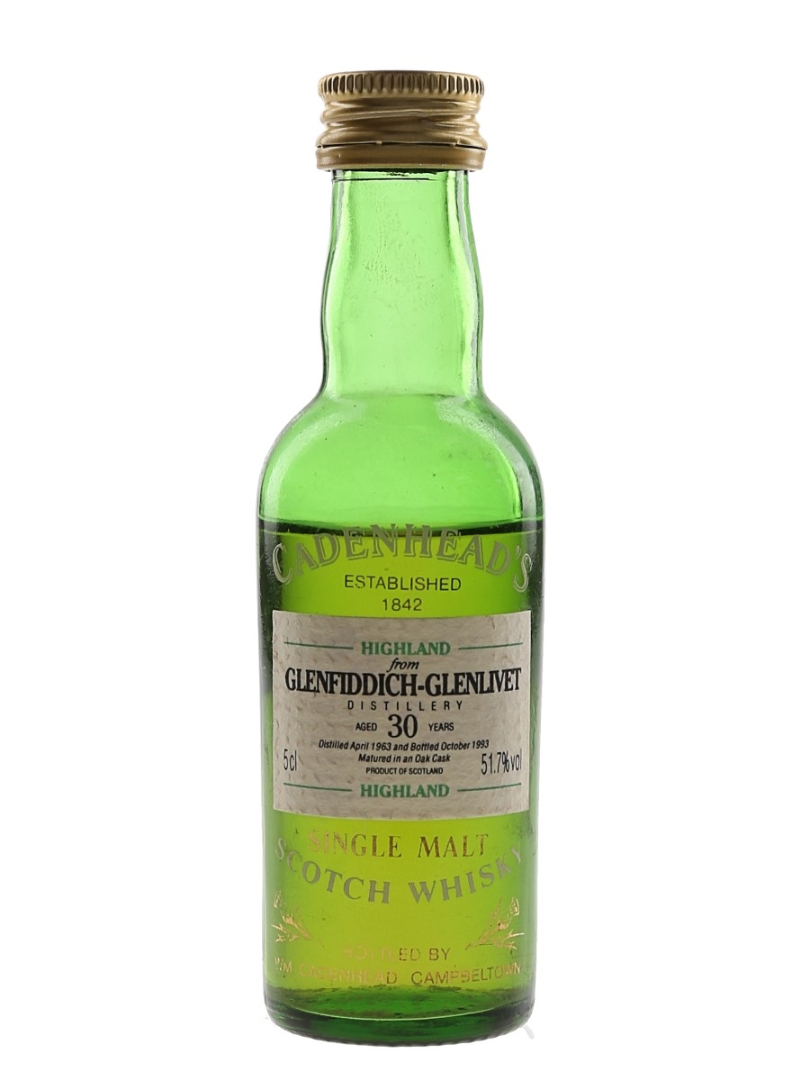Glenfiddich Glenlivet 1963 30 Year Old Bottled 1993 - Cadenhead's 5cl / 51.7%