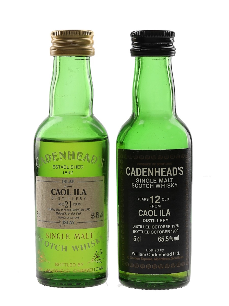 Caol Ila 1974 21 Year Old & 1978 12 Year Old Bottled 1990s - Cadenhead's 2 x 5cl