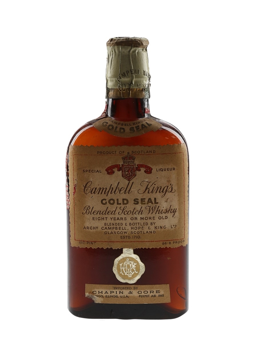 Campbell King's Gold Seal 8 Year Old Bottled 1940s - Chapin & Gore 4.7cl / 43.4%