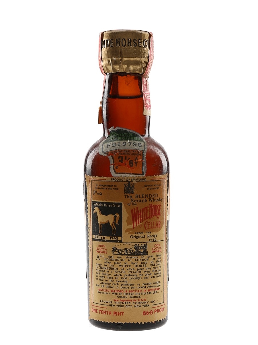 White Horse Spring Cap Bottled 1950s - Browne Vintners 4.7cl / 43.4%