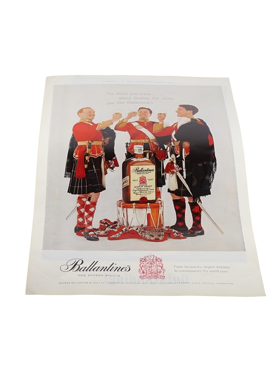 Ballantine's Whisky Advertisement Print 1962 26cm x 37cm