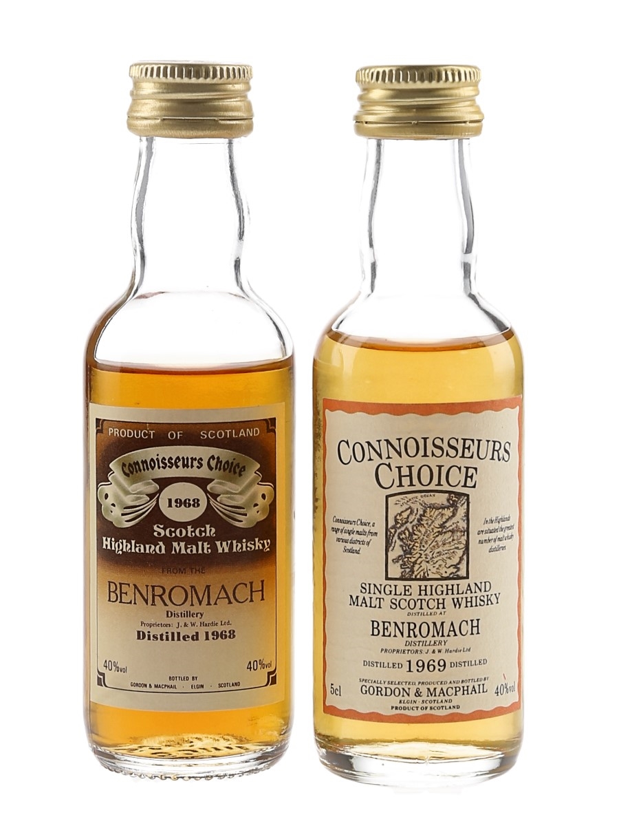 Benromach 1968 &1969 Connoisseurs Choice Bottled 1980s - Gordon & MacPhail 2 x 5cl / 40%