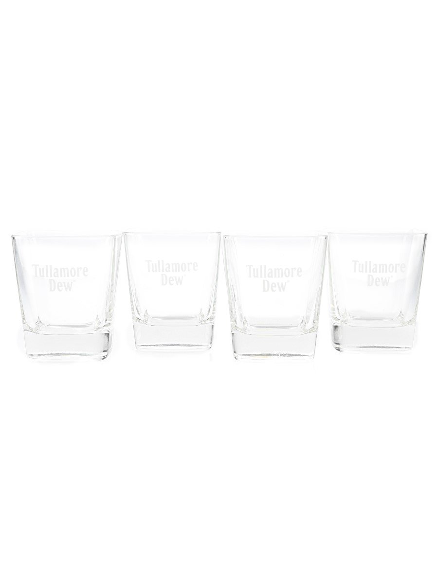 A Set of Four Tullamore Dew Whisky Glasses  9cm x 8cm