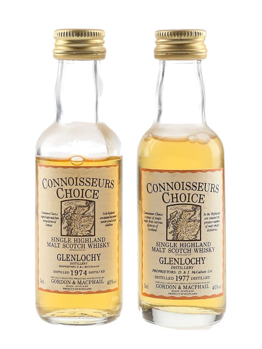 Glenlochy 1974 & 1977 Connoisseurs Choice Bottled 1980s-1990s - Gordon & MacPhail 2 x 5cl / 40%