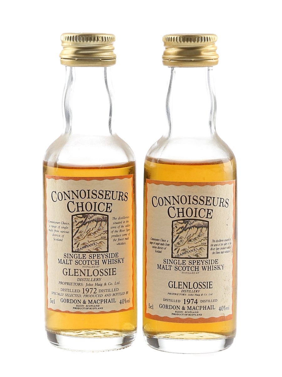 Glenlossie 1972 & 1974 Connoisseurs Choice Bottled 1990s - Gordon & MacPhail 2 x 5cl / 40%