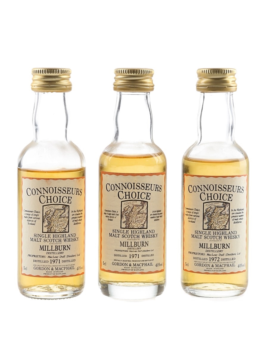 Millburn 1971 & 1972 Connoisseurs Choice Bottled 1990s - Gordon & MacPhail 3 x 5cl / 40%
