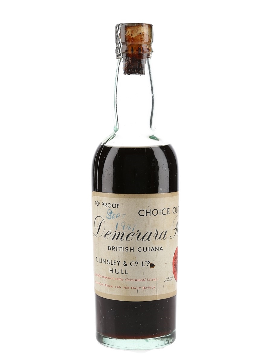 T. Linsley & Co. Demerara Rum Bottled 1940s 37.5cl / 40%