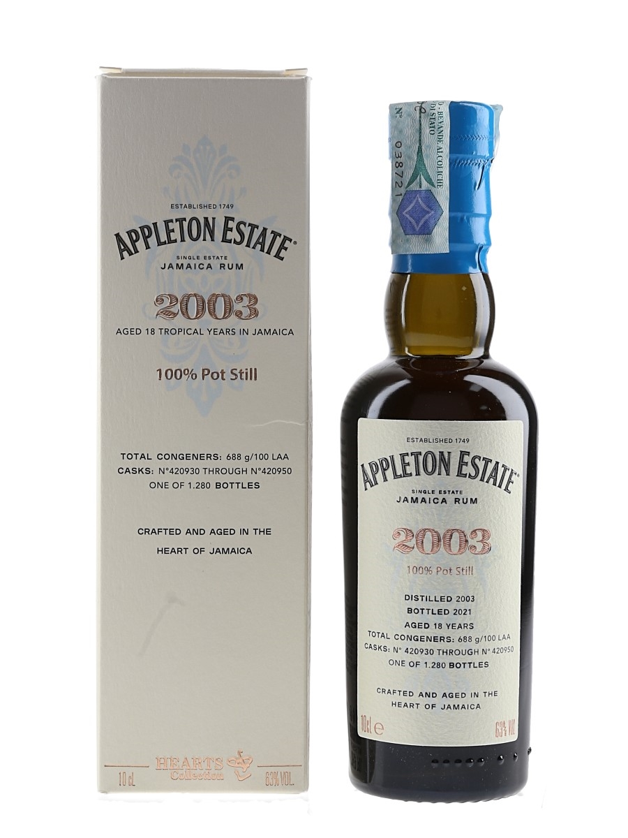 Appleton Estate 2003 18 Year Old Hearts Collection Bottled 2021 - Velier 10cl / 63%