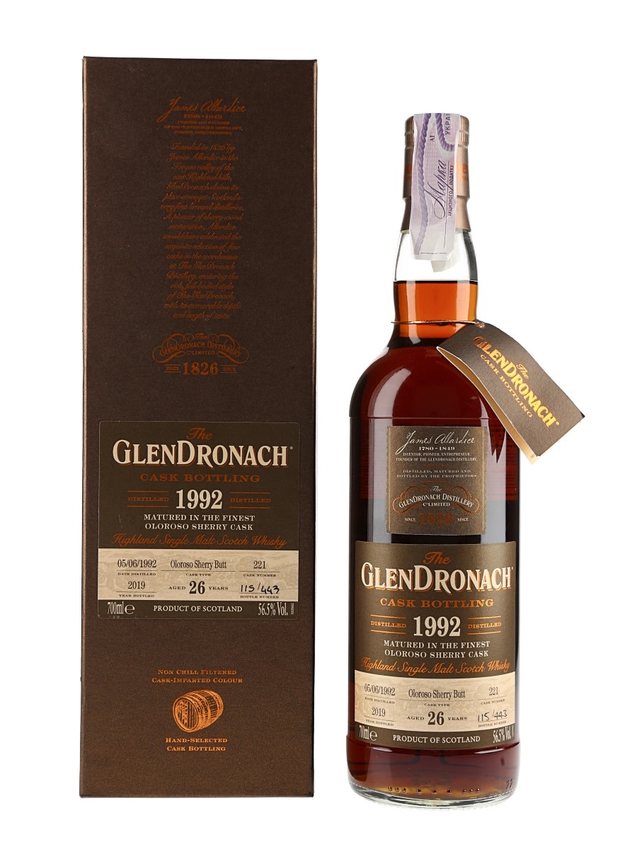Glendronach 1992 26 Year Old Oloroso Sherry Butt 221 Bottled 2019 70cl / 56.5%