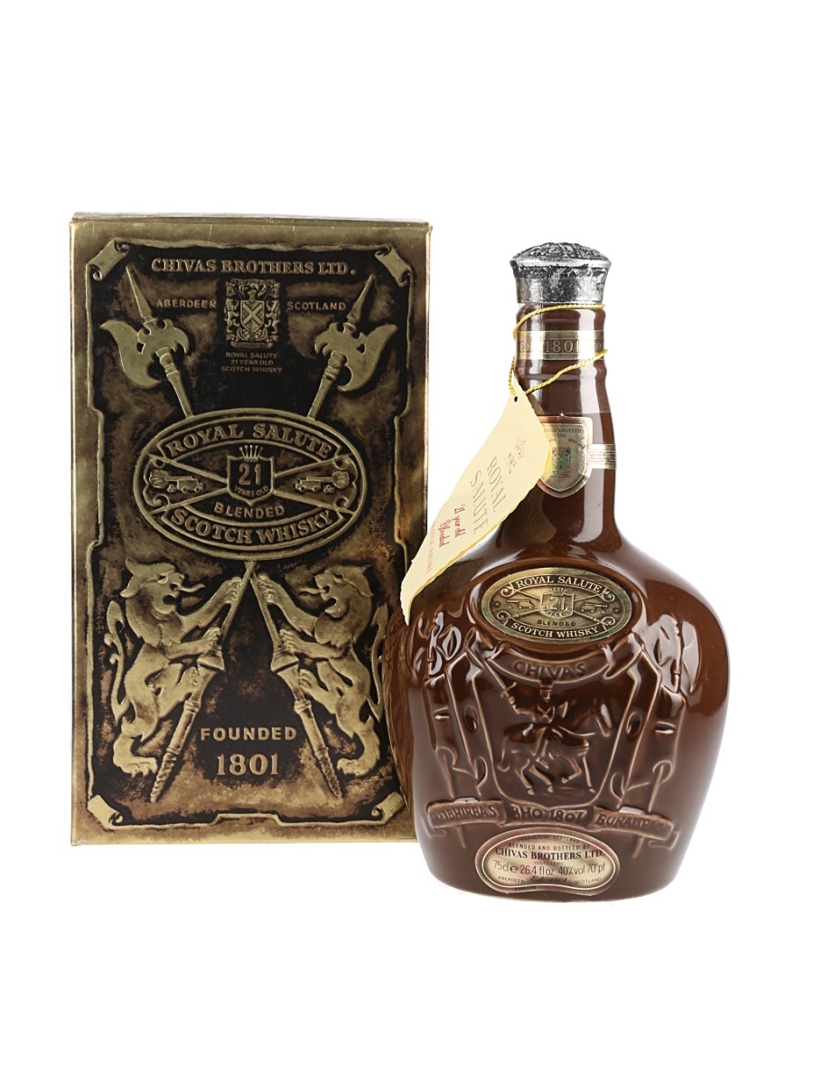 Royal Salute 21 Year Old Bottled 1980s - Brown Spode Ceramic Decanter 75cl / 40%