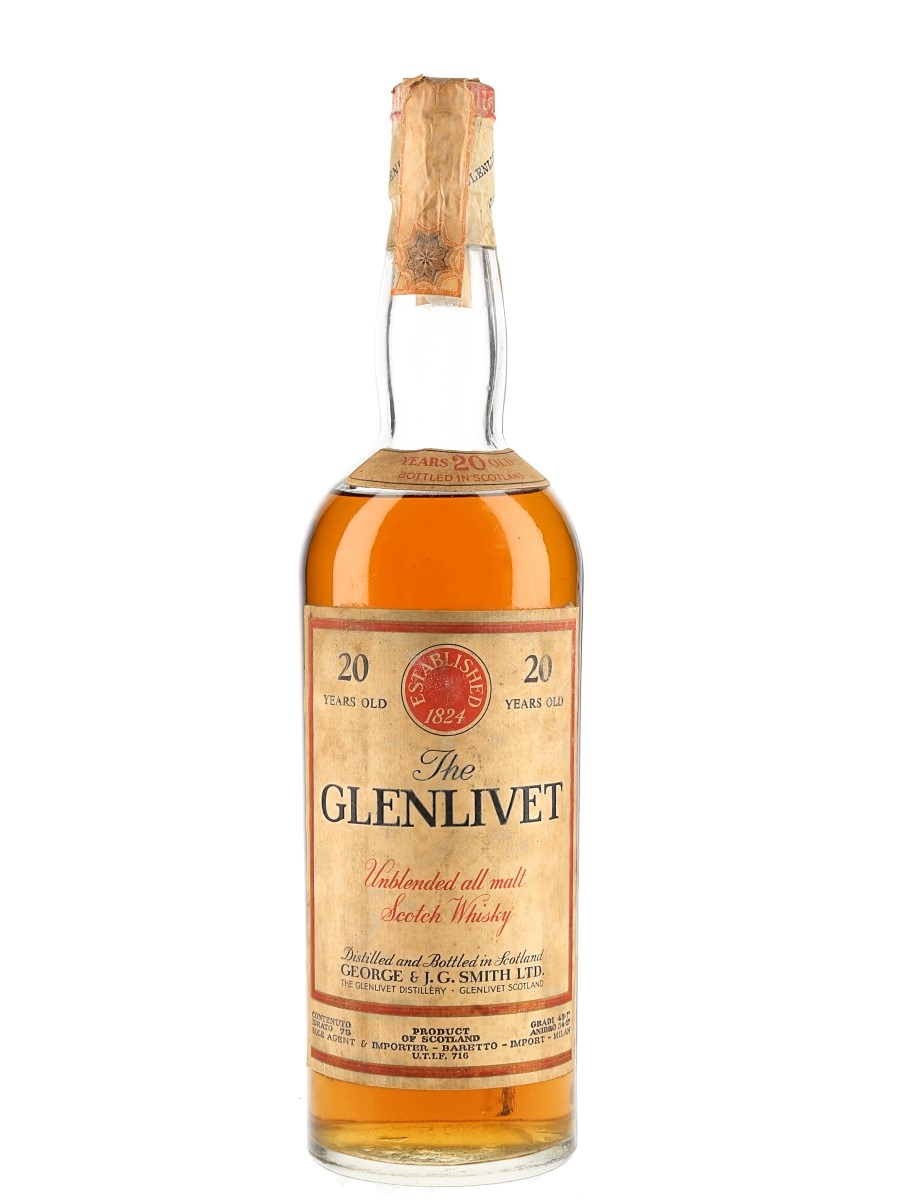 Glenlivet 20 Year Old Bottled 1960s-1970s - Baretto 75cl / 45.7%