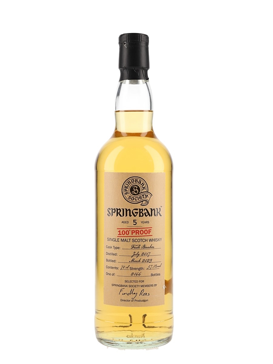 Springbank 2017 5 Year Old 100 Proof Bottled 2023 - Springbank Society 70cl / 57.1%