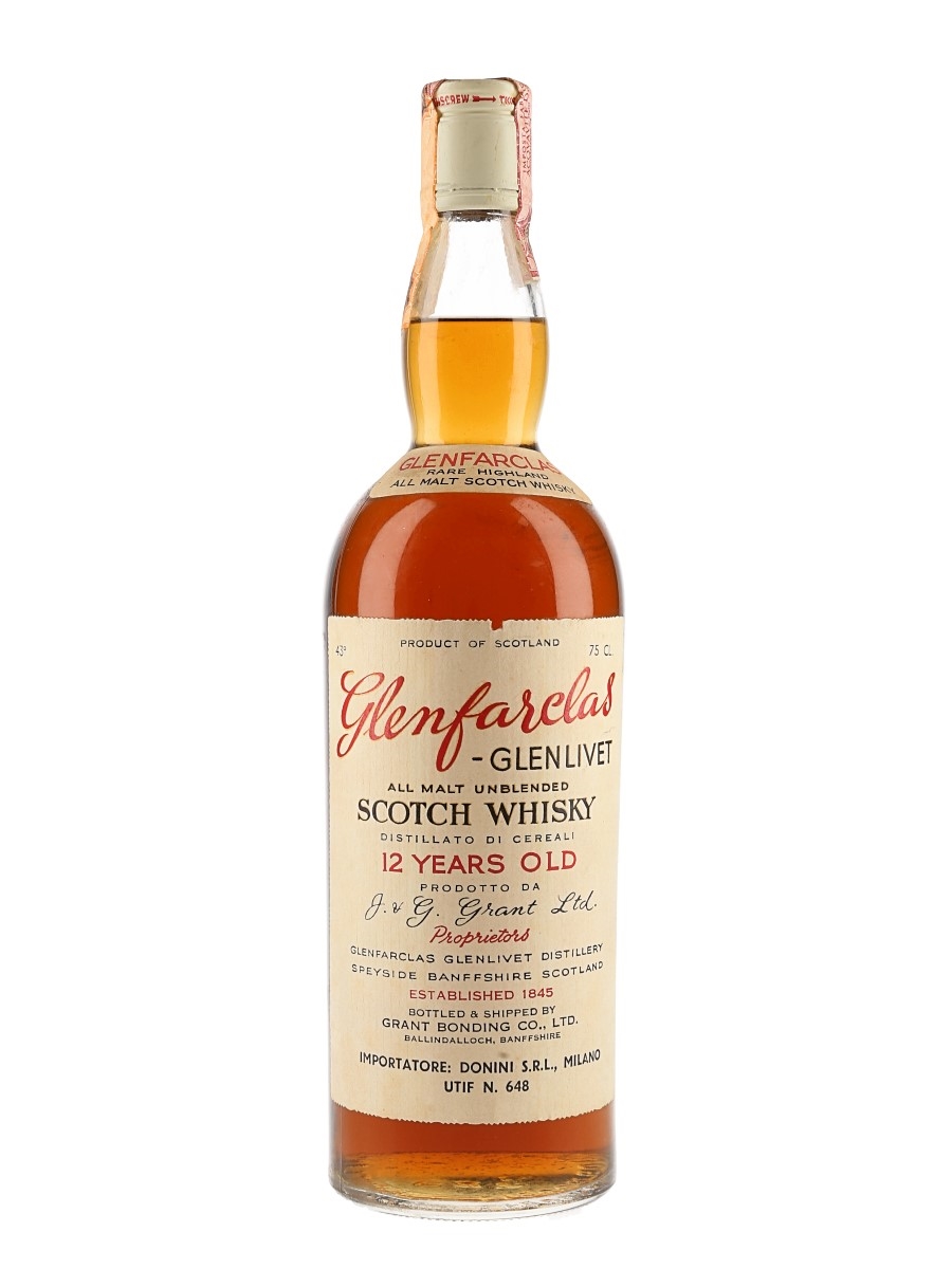 Glenfarclas Glenlivet 12 Year Old Bottled 1960s - Grant Bonding Co. - Donini 75cl / 43%