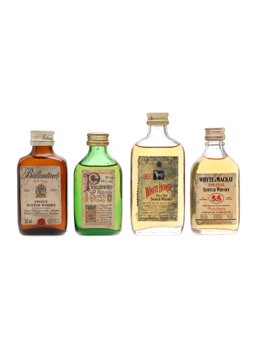 Blended Whisky Miniatures White Horse, Ballantine's, Whyte & Mackay, Pinwinnie 4 x 5cl