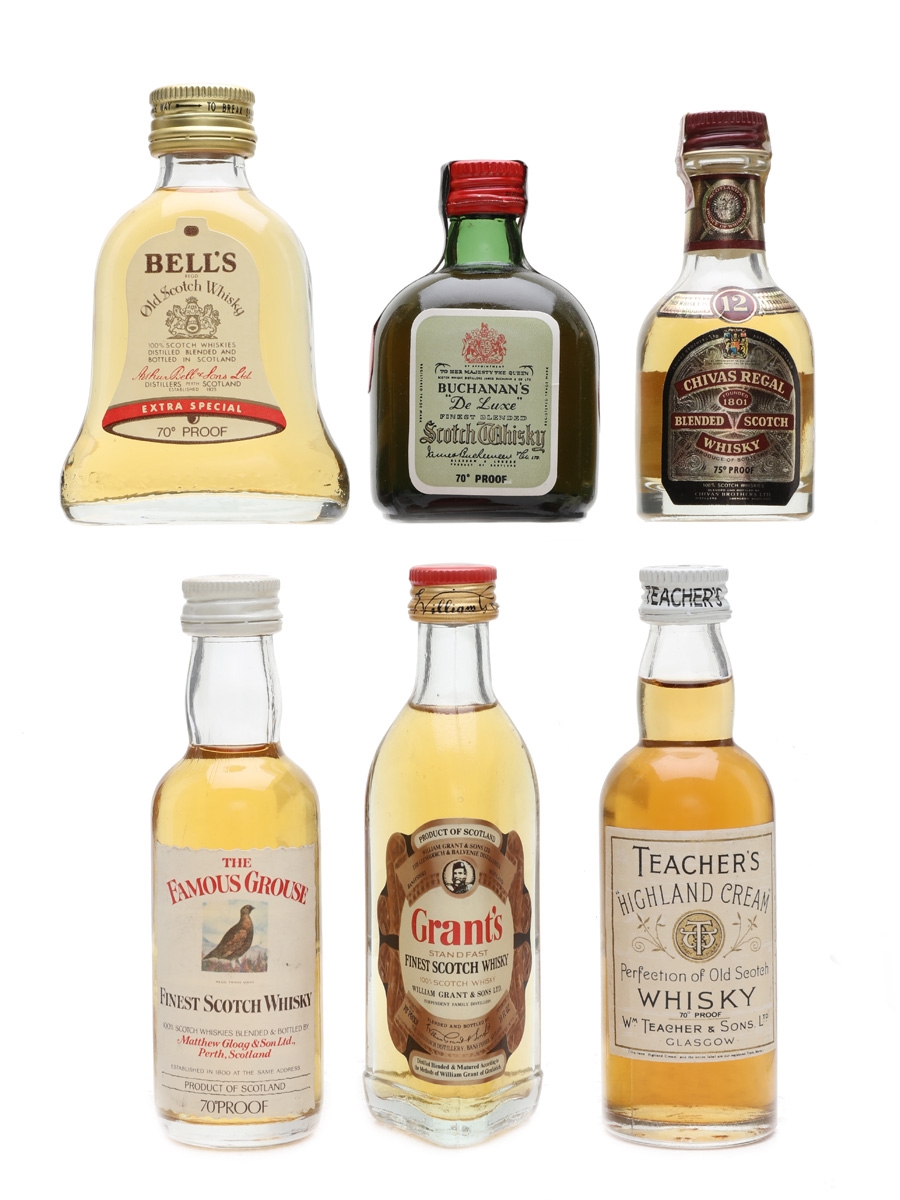 Blended Scotch Whisky Miniatures Bottled 1970s 6 x 5cl