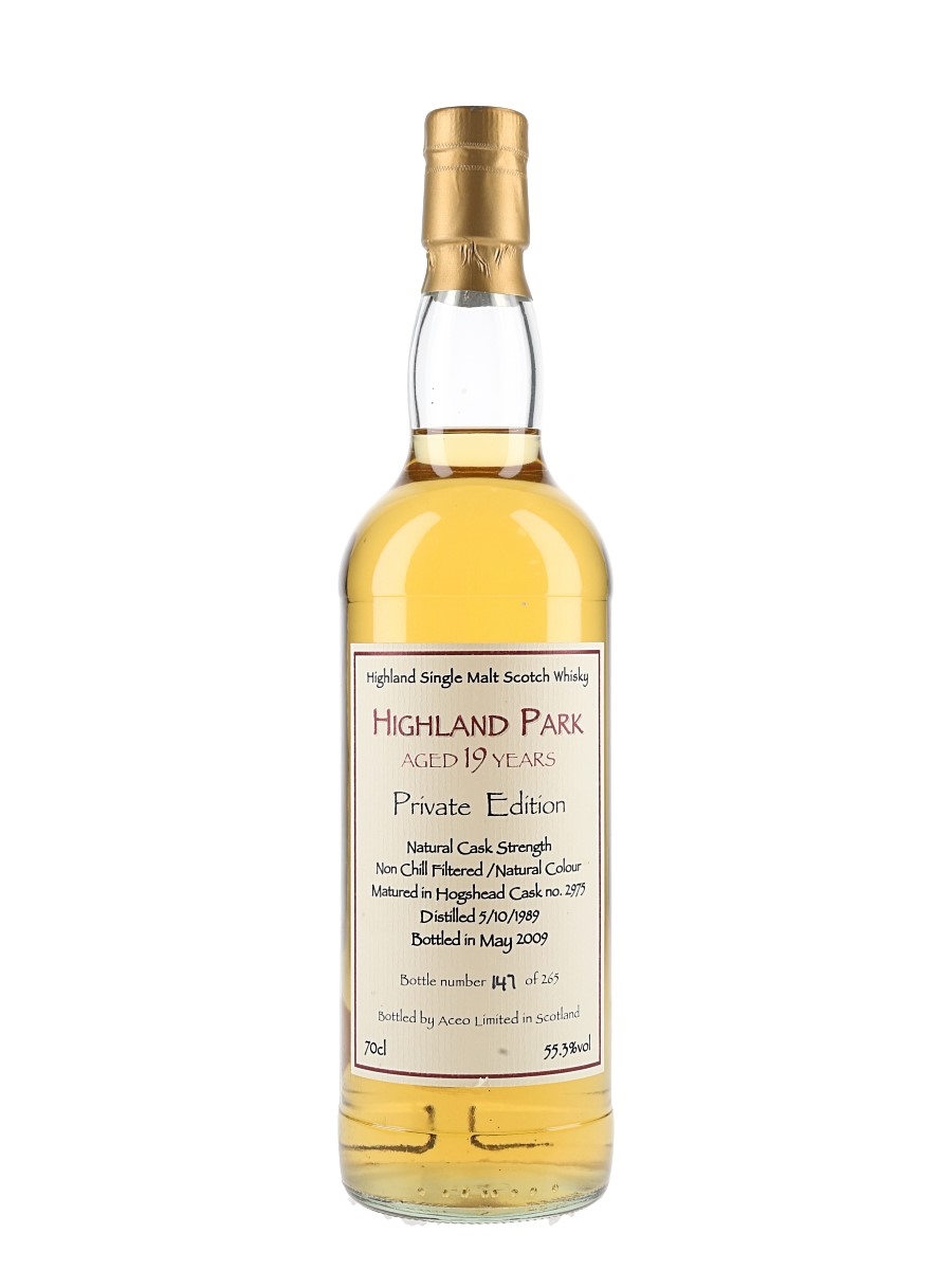 Highland Park 1989 19 Year Old Private Edition Bottled 2009 - Aceo Limited 70cl / 55.3%