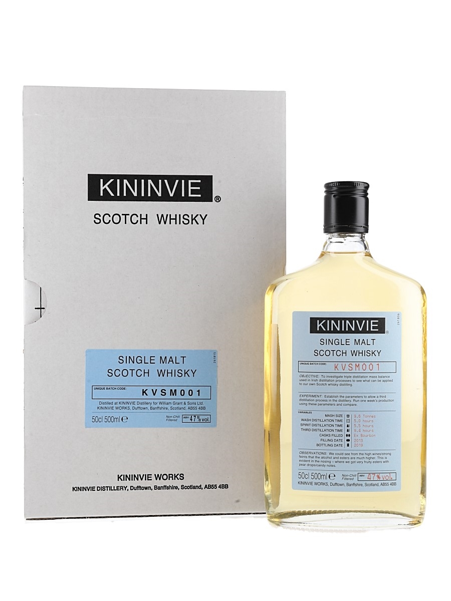Kininvie 2013 Single Malt Batch KVSM001 Bottled 2019 50cl / 47%