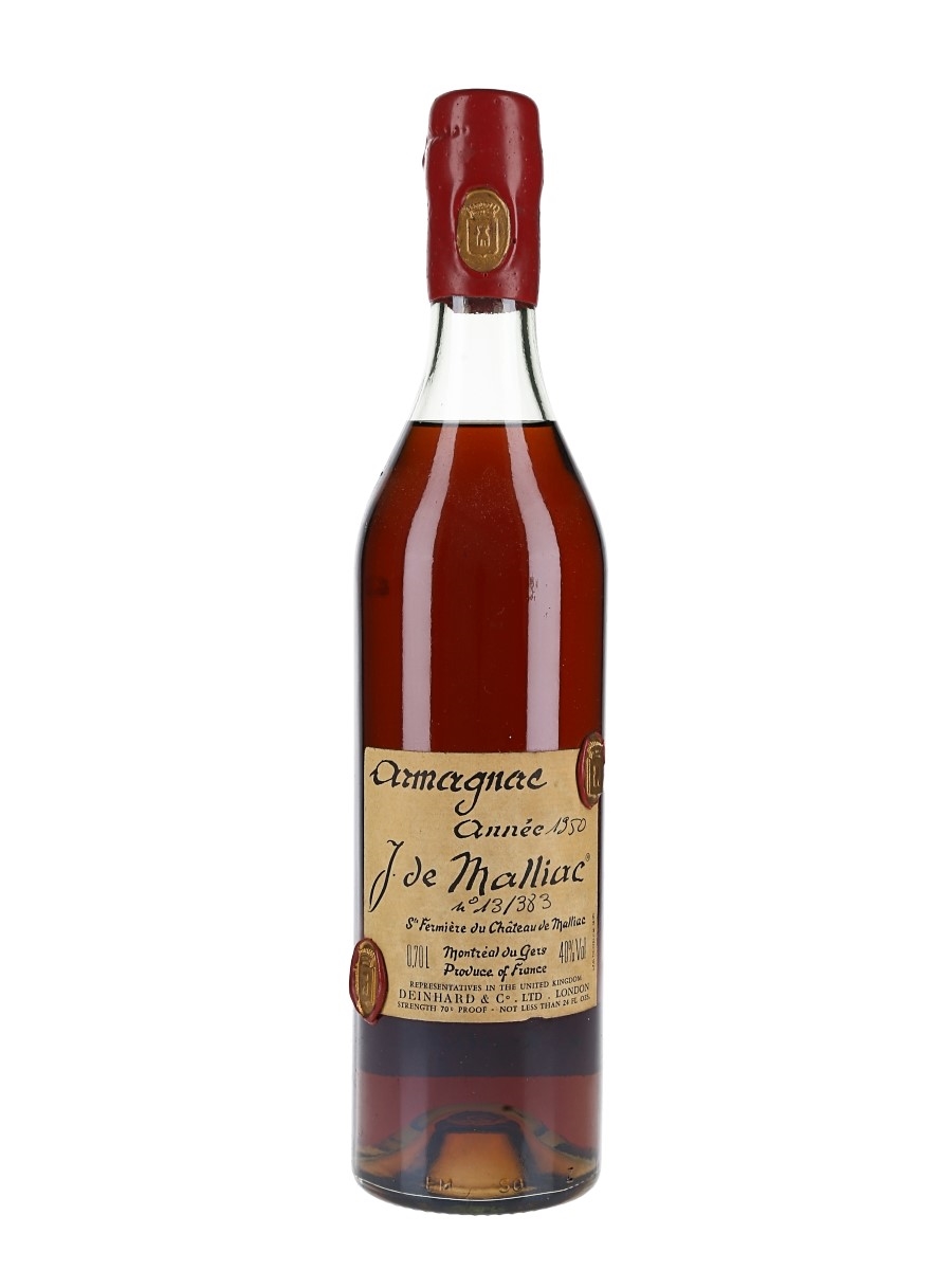 J De Malliac 1950 Armagnac Bottled 1986 - Deinhard & Co. Ltd. 70cl / 40%