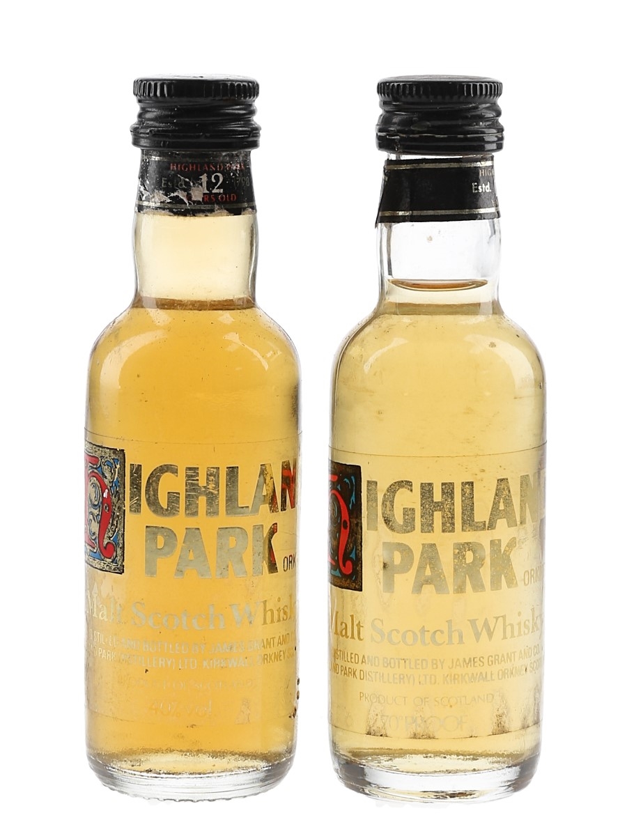 Highland Park 12 Year Old Bottled 1970s 2 x 5cl / 40%