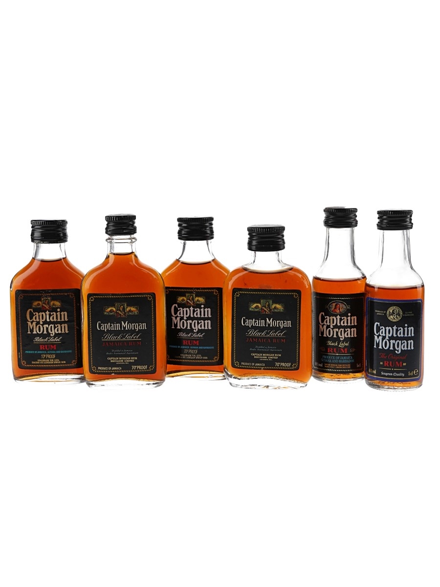 Captain Morgan Black Label Jamaica Rum Bottled 1970s-1980s 6 x 5cl / 40%