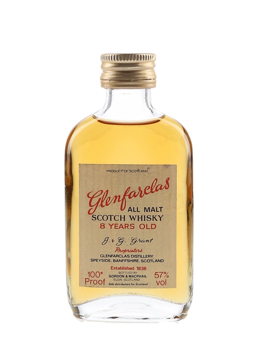 Glenfarclas Glenlivet 8 Year Old 100 Proof Bottled 1980s - Gordon MacPhail 5cl / 57%