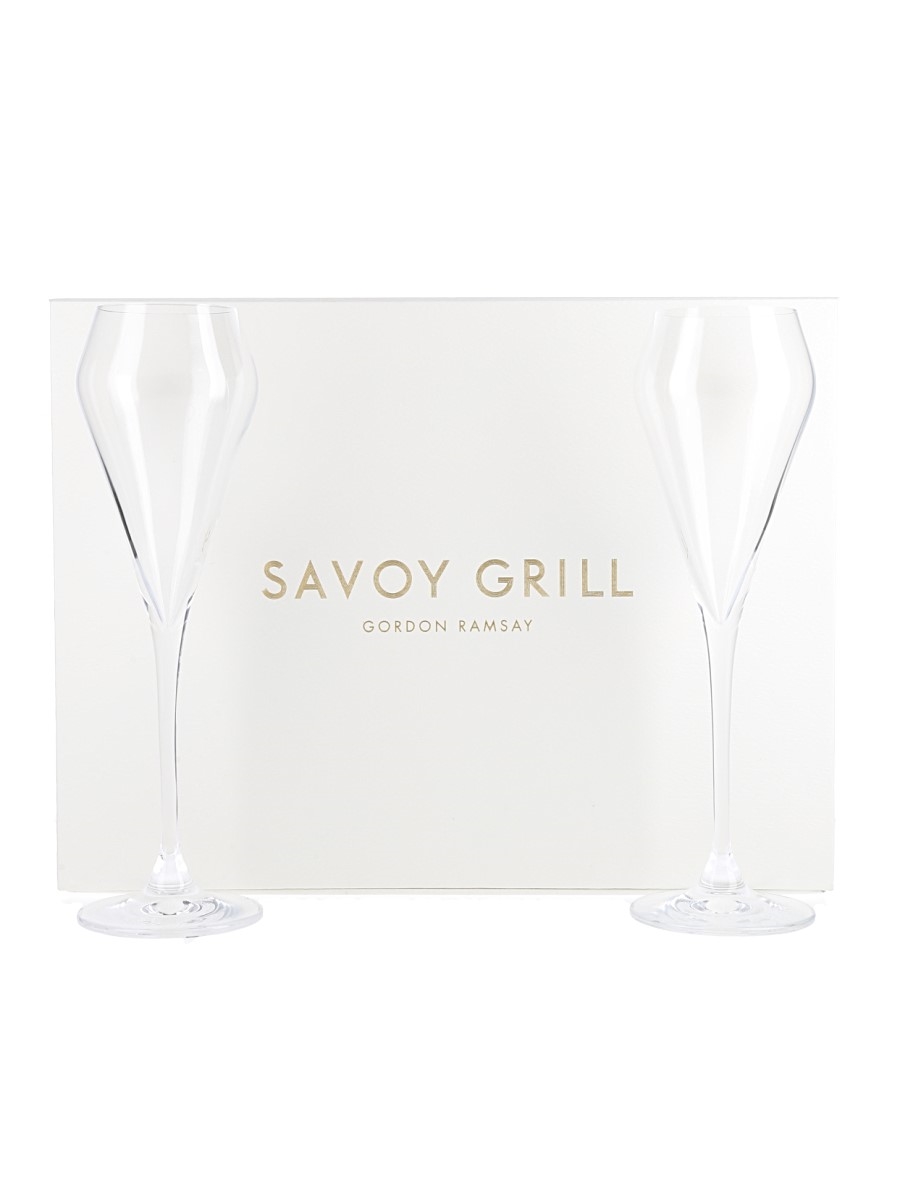 Savoy Grill Champagne Crystal Glasses Gordon Ramsay 23.5cm Tall