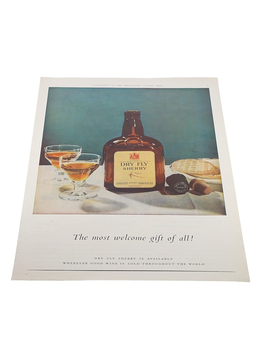 Dry Fly Sherry Advertisement Print 1950s - The Most Welcome Gift Of All! 25.5cm x 36.5cm