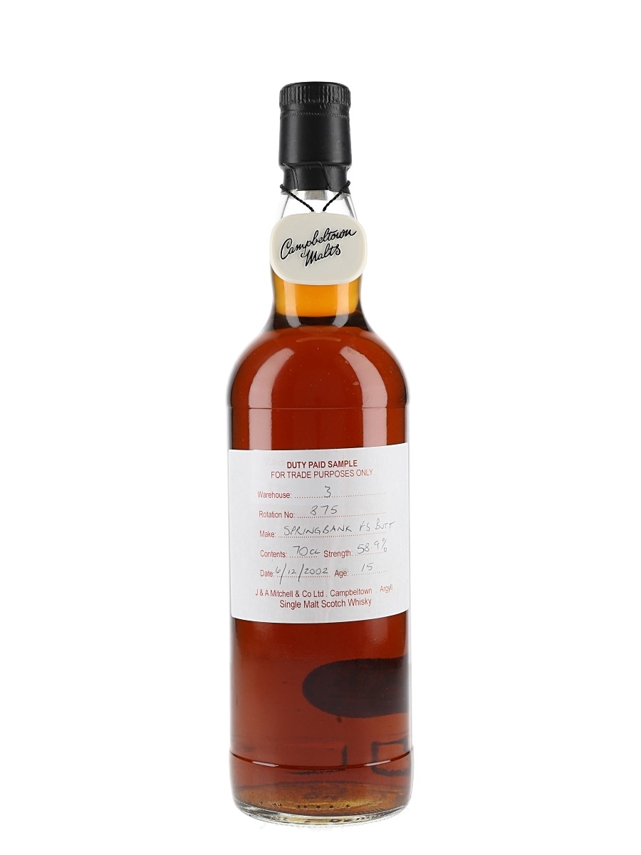 Springbank 2002 15 Year Old Bottled 2018 - Duty Paid Sample 70cl / 58.9%
