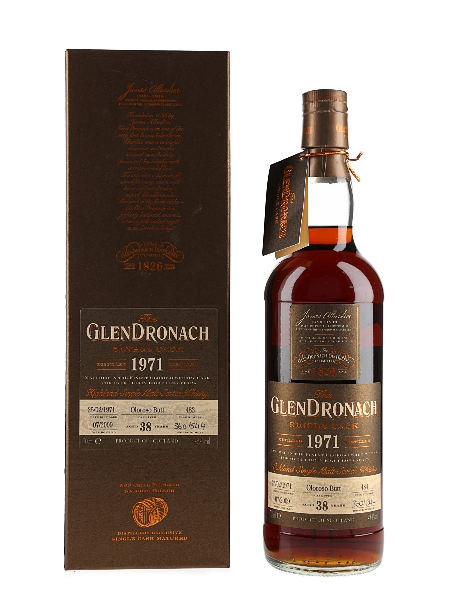 Glendronach 1971 38 Year Old Oloroso Butt 483 Bottled 2009 70cl / 49.4%