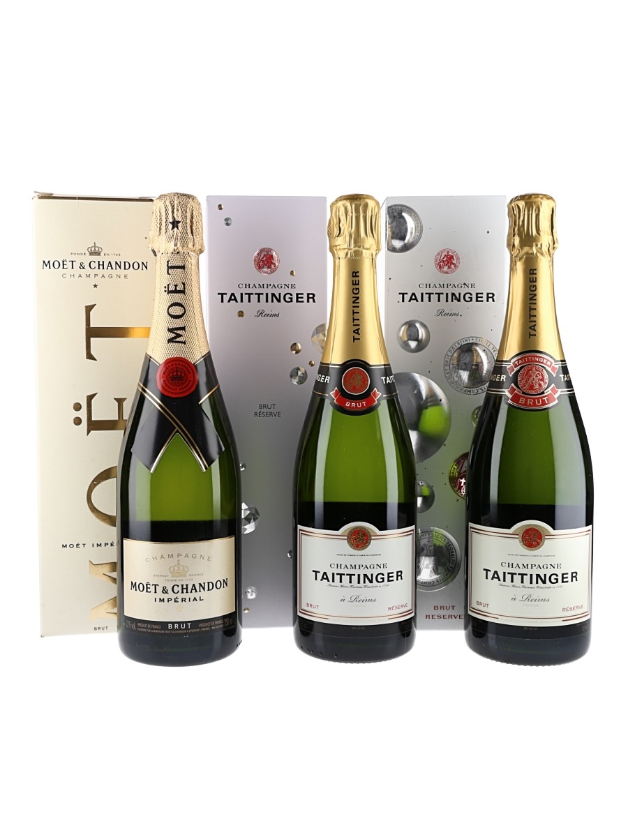 Taittinger & Moet & Chandon Non Vintage Champagnes  3 x 75cl