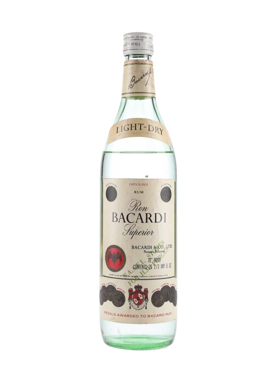Bacardi Carta Blanca Bottled 1970s - NAAFI Stores 75.7cl / 40%