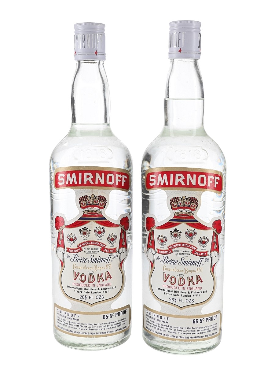 Smirnoff Red Label Bottled 1970s - International Distillers & Vintners Ltd 2 x 75.7cl / 37.5%