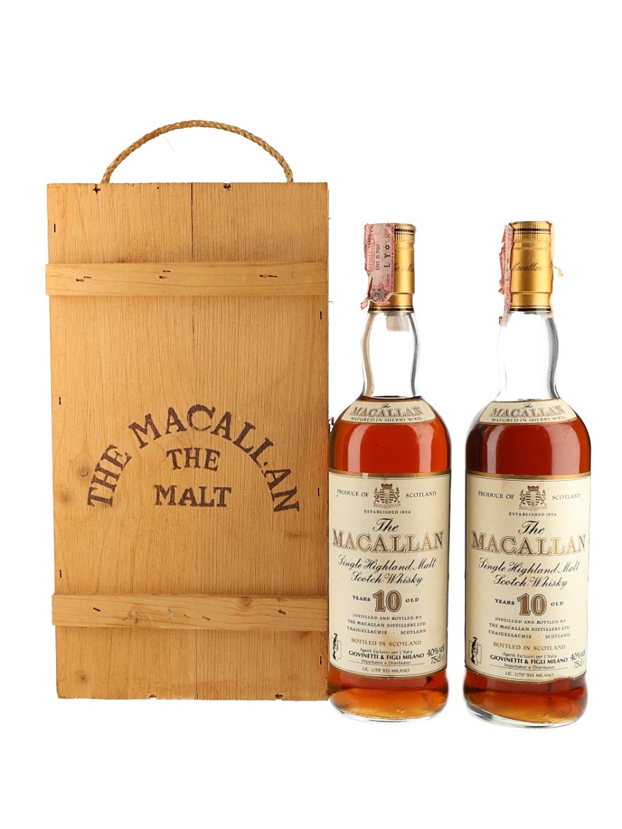 Macallan 10 Year Old Bottled 1980s - Giovinetti 2 x 75cl / 40%