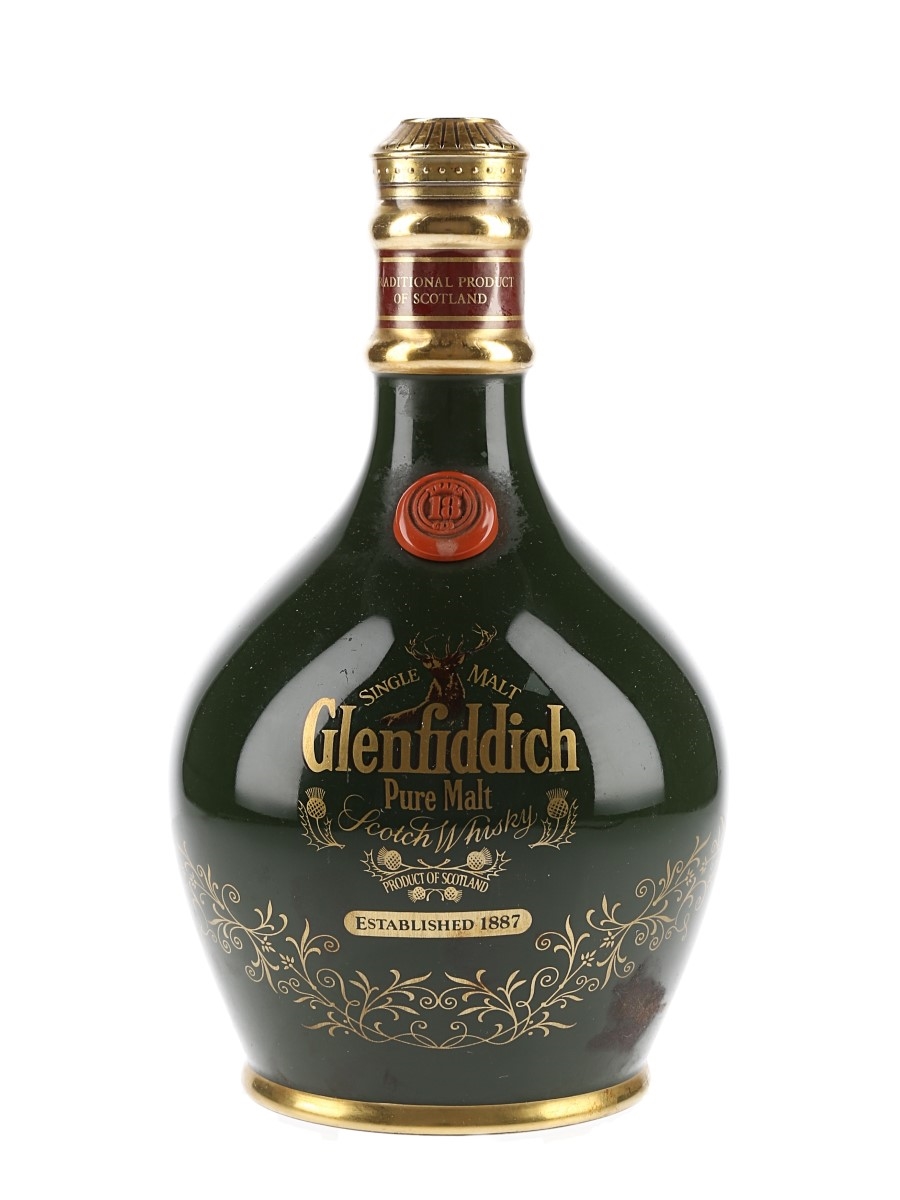 Glenfiddich 18 Year Old Bottled 1980s - Green Spode Decanter 75cl / 43%