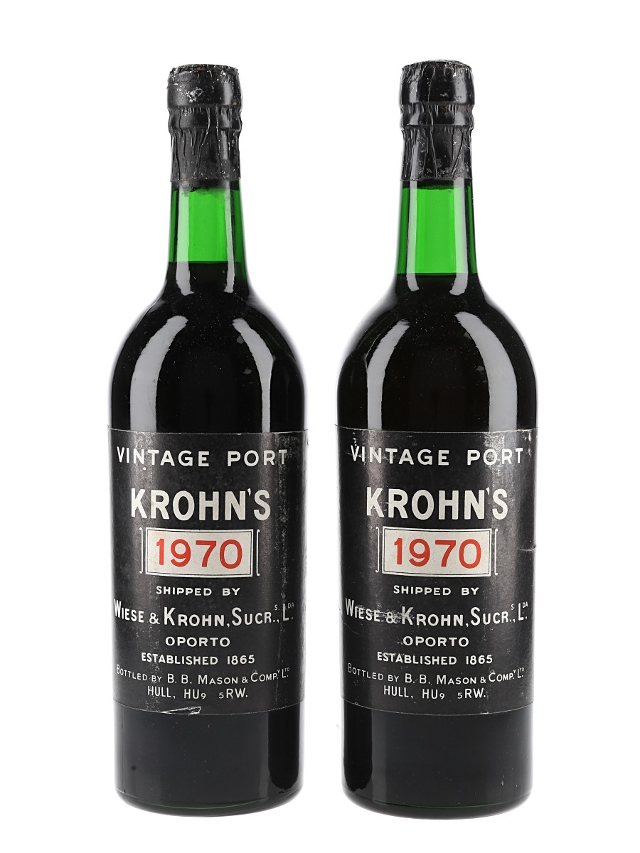1970 Krohn Vintage Port Bottled By B.B. Mason, Hull 2 x 75cl