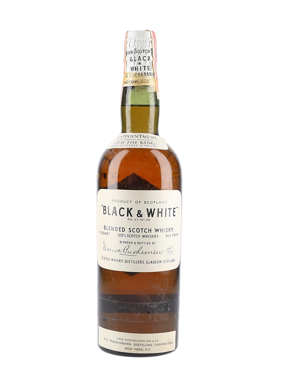 Buchanan's Black & White Spring Cap Bottled 1950s - Fleischmann Distilling Corporation 75cl / 43.4%