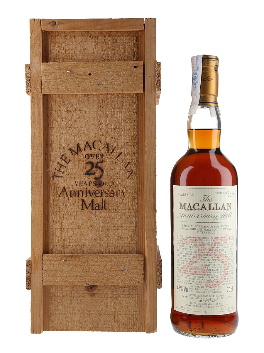 Macallan 1972 25 Year Old Anniversary Malt Bottled 1998 -  D.Primeras Marcas 70cl / 43%