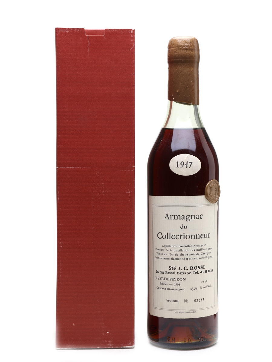Dupeyron 1947 Armagnac Bottled for J C Rossi, Paris 70cl / 43.9%