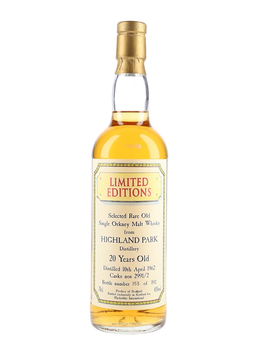 Highland Park 1962 20 Year Old Bottled 1995 - Blackadder 70cl / 43%
