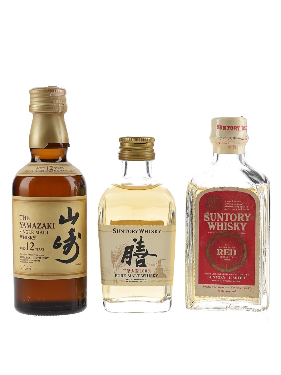 Suntory Pure Malt Whisky, Red Extra & Yamazaki 12 Year Old Bottled 1980s-1990s 3 x 5cl