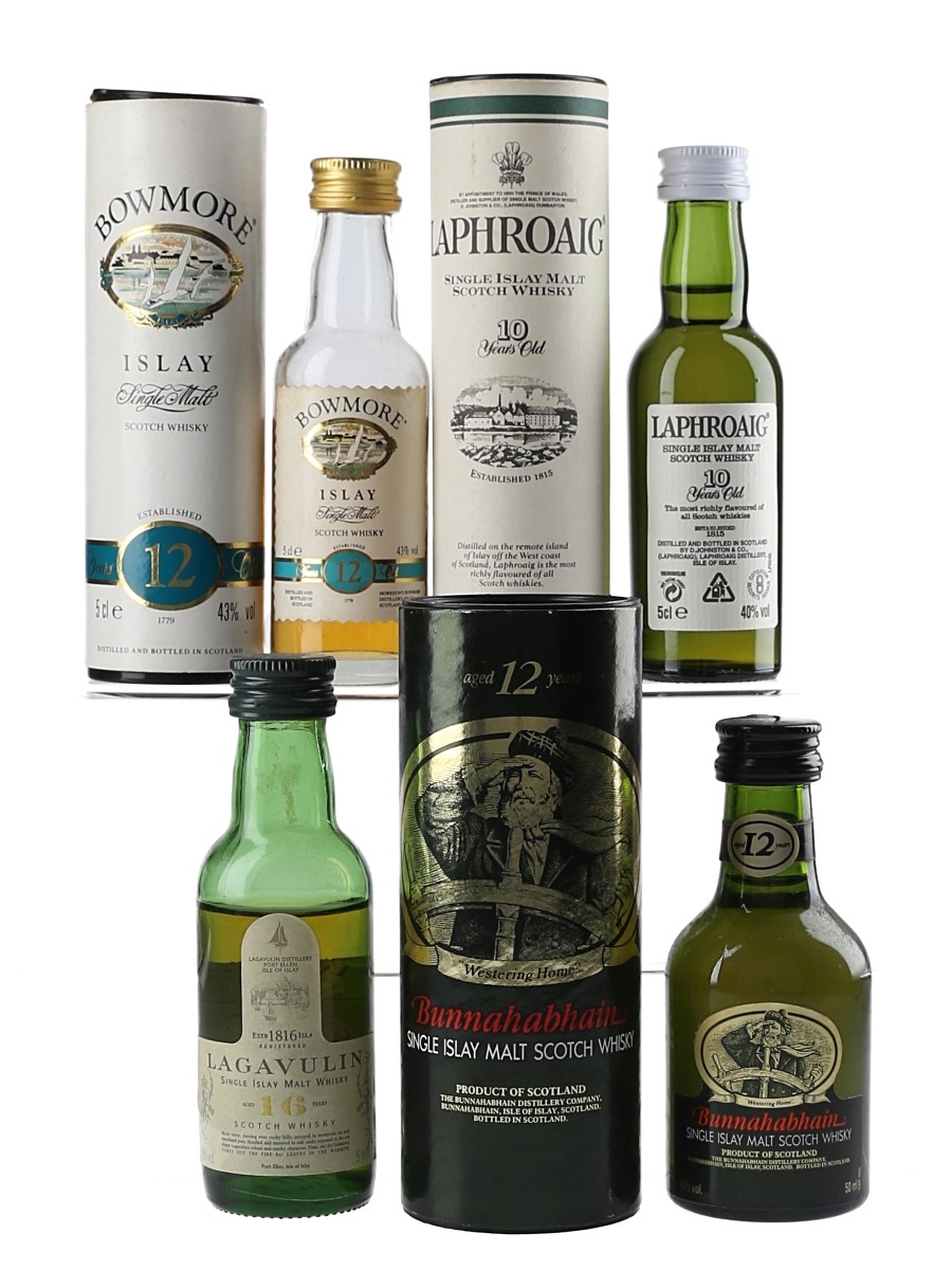 Assorted Islay Single Malt Scotch Whisky Bottled 1980s-1990s 4 x 5cl