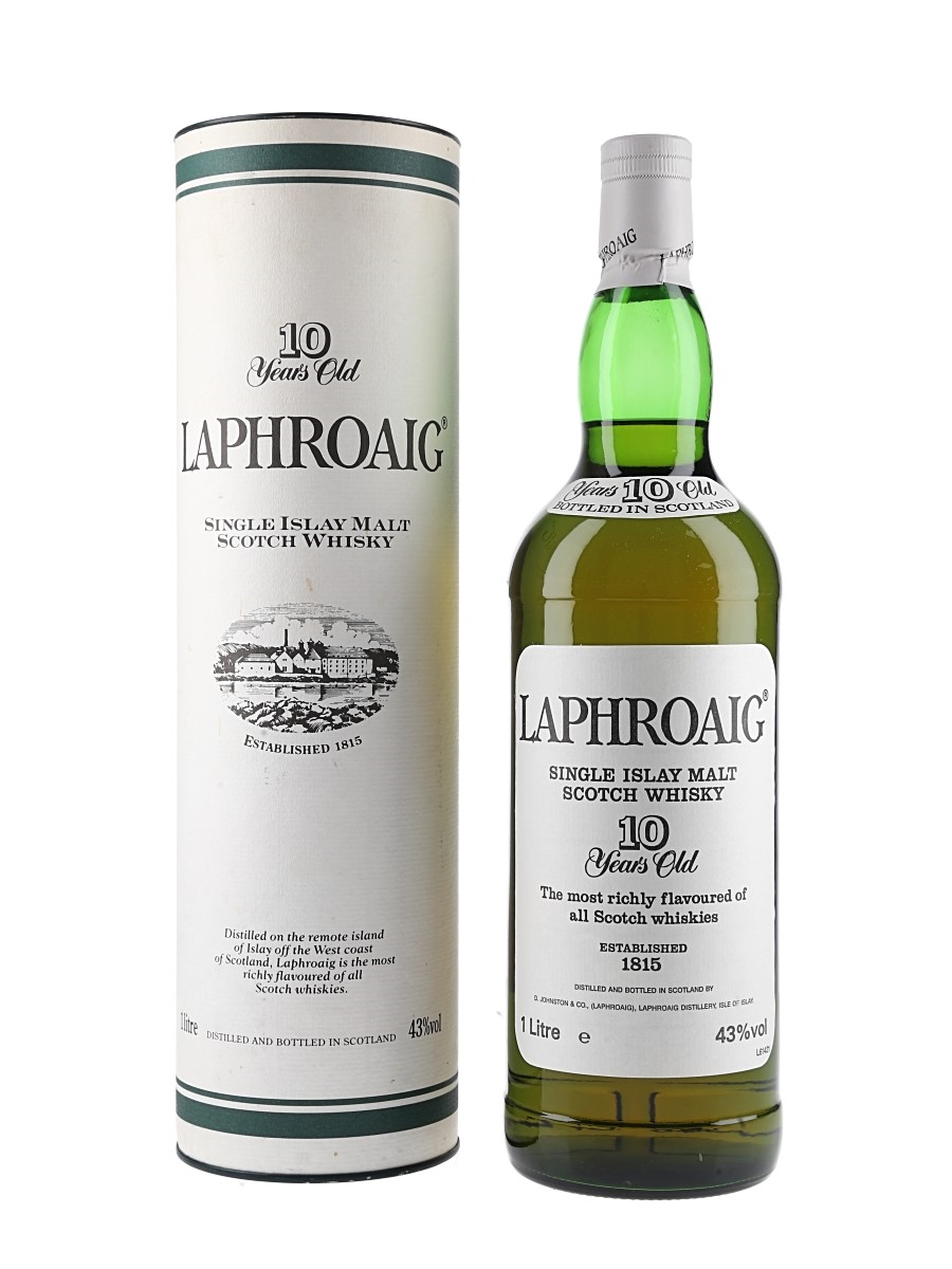 Laphroaig 10 Year Old Bottled 1980s-1990s - Pre Royal Warrant - Ralph Steadman Distillery Print 100cl / 43%