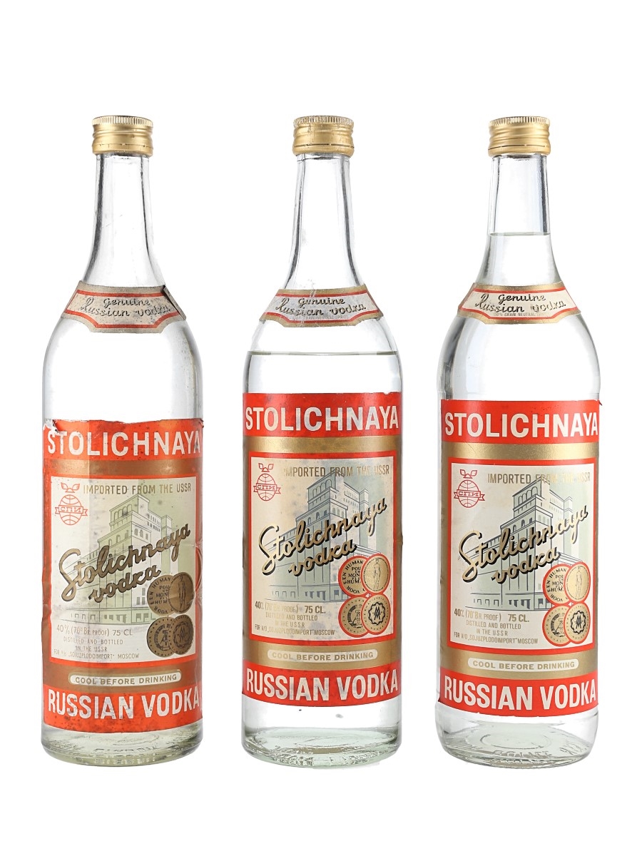 Stolichnaya Russian Vodka Bottled 1980s 3 x 75cl / 40%
