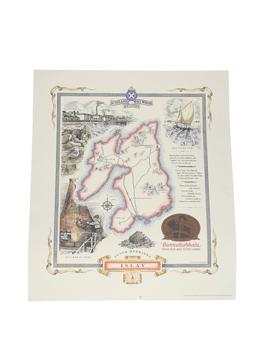 Scotland's Malt Whisky Region Map Bunnahabhain - Islay 35cm x 30cm