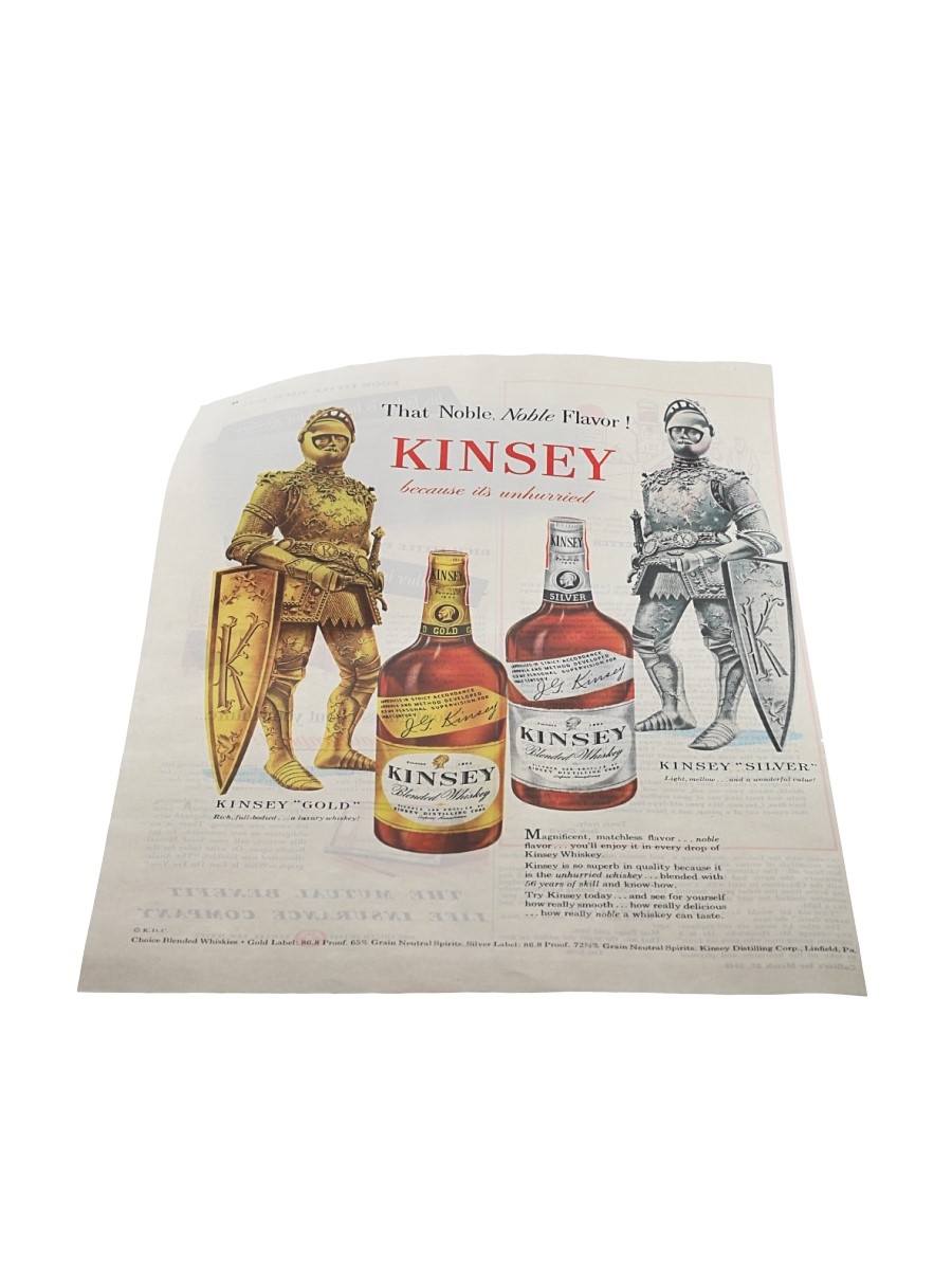 Kinsey Blended Whisky Advertising Print 1944 - That Noble, Noble Flavour 26cm x 35cm