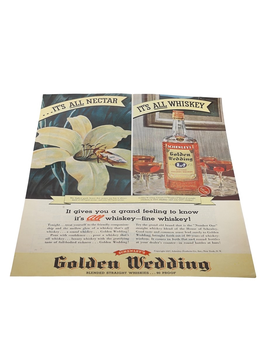 Schenley Golden Wedding Blended Whiskey Advertising Print 1937 - It's All Whiskey - Fine Whiskey! 36cm x 28cm